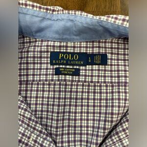 Polo Ralph Lauren Classic Fit 100% Cotton Stretch Purple Plaid Shirt Men’s Large